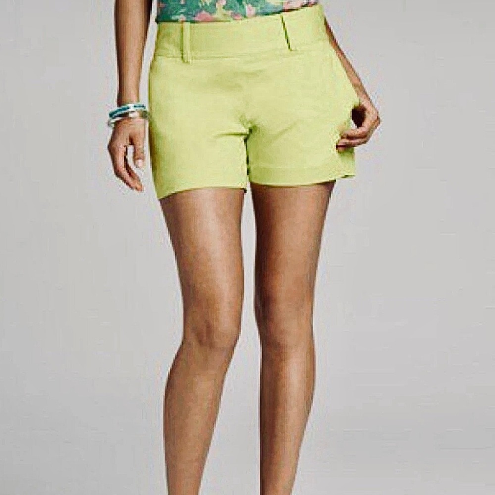 LOFT Chartreuse High-Rise Cotton Shorts